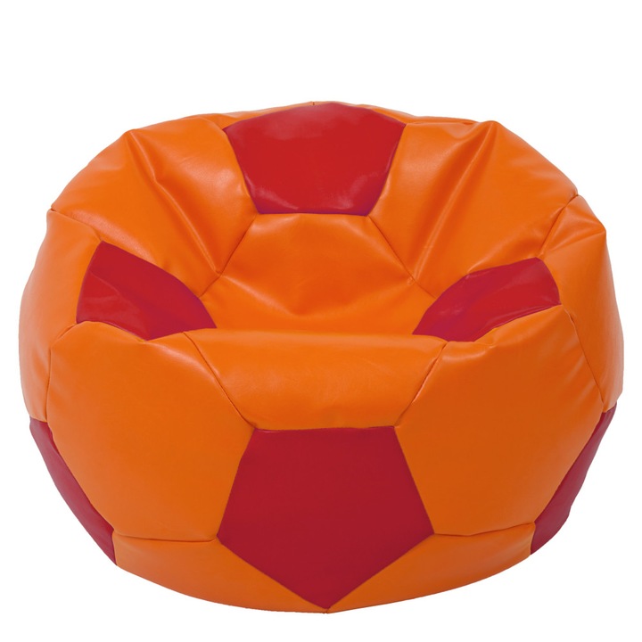 Fotoliu puf Mega Ball - imitatie piele - portocaliu/rosu, 115 cm