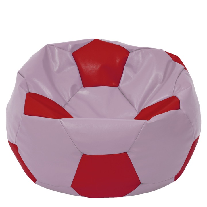 Fotoliu puf Mega Ball - imitatie piele - mov/rosu, 115 cm