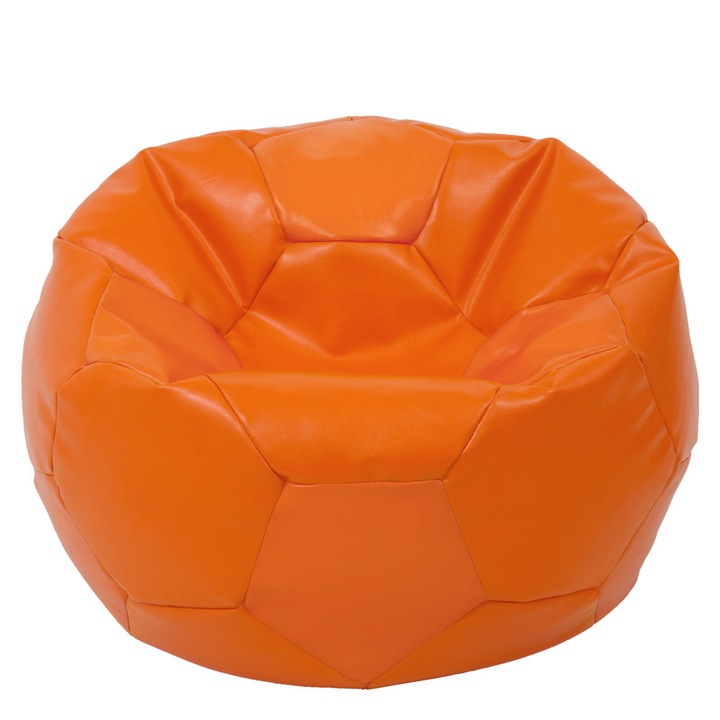 Fotoliu puf Mega Ball - imitatie piele - portocaliu, 115 cm