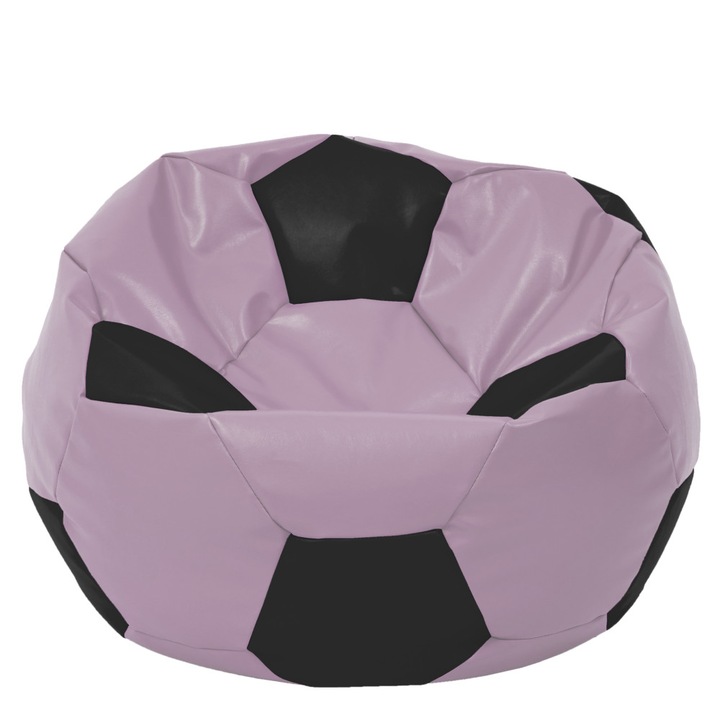 Fotoliu puf Mega Ball - imitatie piele - mov/negru, 115 cm