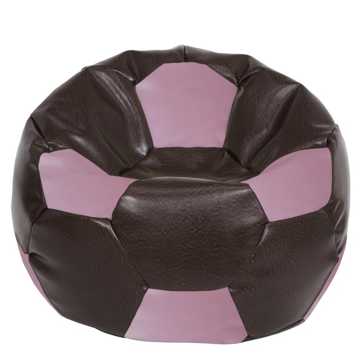 Fotoliu puf Mega Ball - imitatie piele - maro/mov, 115 cm