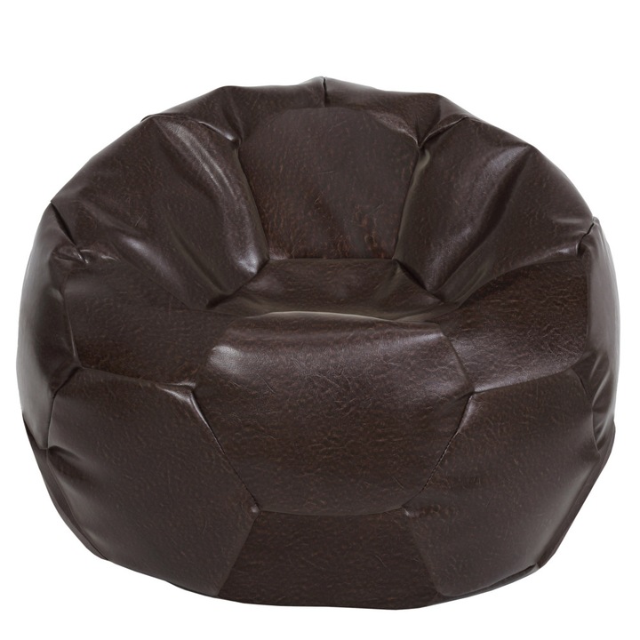 Fotoliu puf Mega Ball - imitatie piele - maro, 115 cm