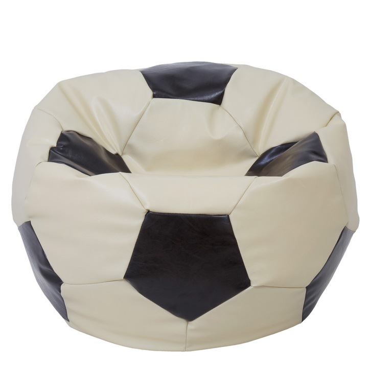 Fotoliu puf Mega Ball - imitatie piele - crem/wenge, 115 cm