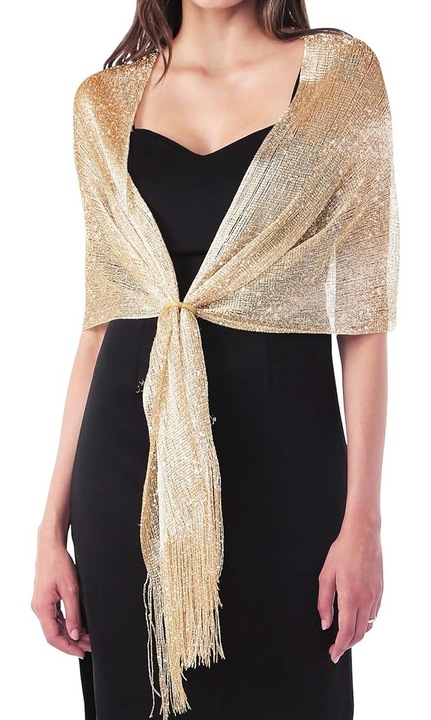 Sal auriu elegant, cu franjuri, Gold