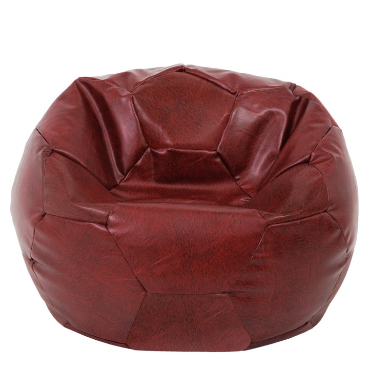 Fotoliu puf Mega Ball - imitatie piele - bordo, 115 cm