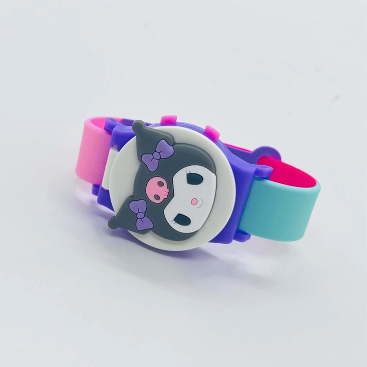 Ceas de Mana pentru Copii Kuromi, Design Cartoon, Curea Reglabila din Silicon, Multicolor, +3 Ani