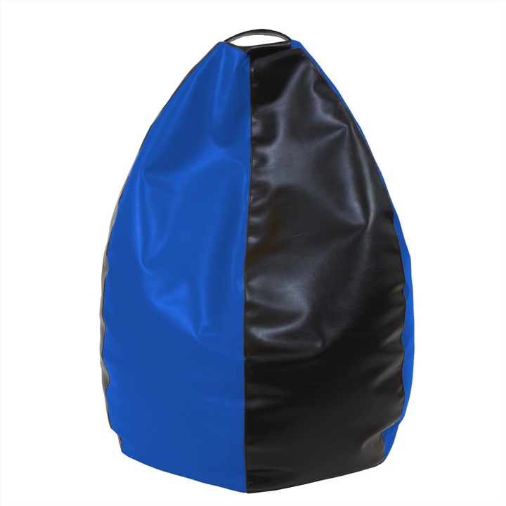 Fotoliu puf Mara - imitatie piele - wenge/albastru