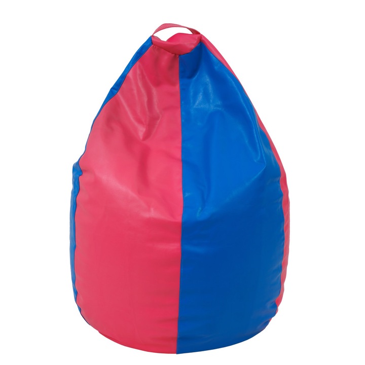 Fotoliu puf Mara - imitatie piele - roz/albastru