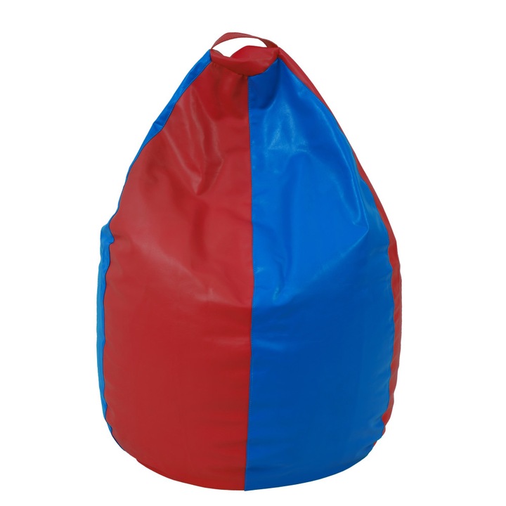 Fotoliu puf Mara - imitatie piele - rosu/albastru