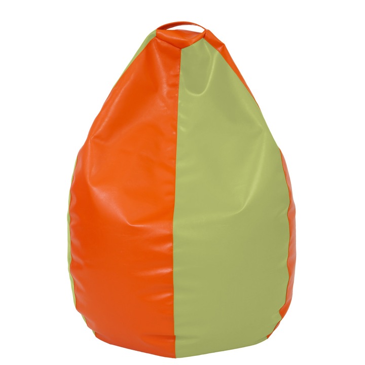 Fotoliu puf Mara - imitatie piele - portocaliu/verde