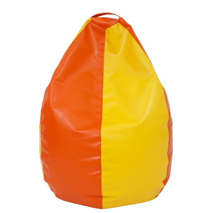 Fotoliu puf Mara - imitatie piele - portocaliu/galben