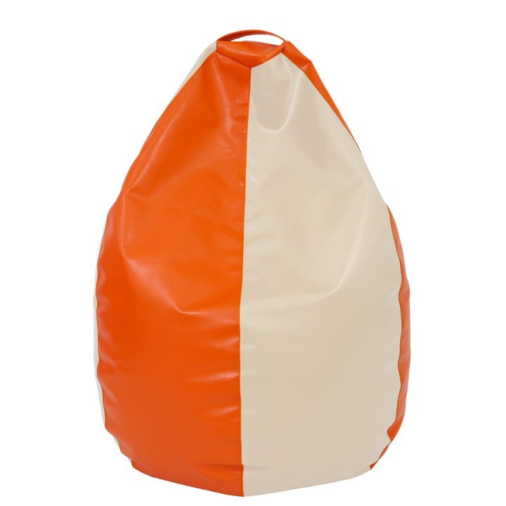 Fotoliu puf Mara - imitatie piele - portocaliu/crem