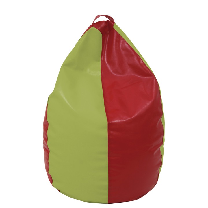 Fotoliu puf Mara - imitatie piele - rosu/verde