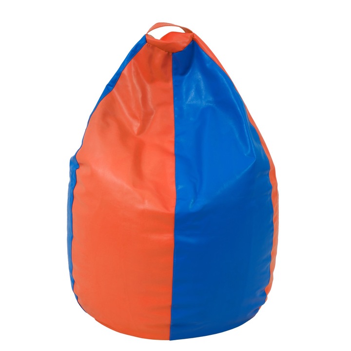 Fotoliu puf Mara - imitatie piele - portocaliu/albastru