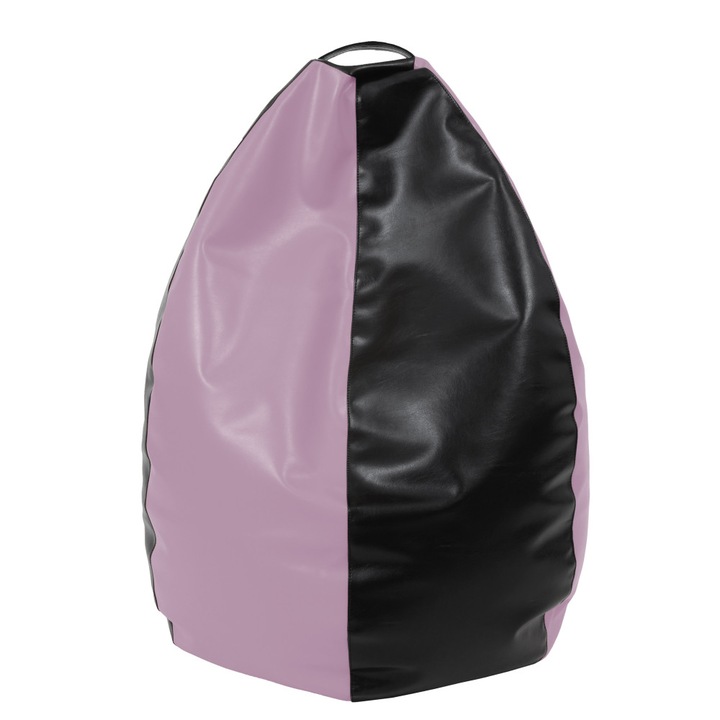 Fotoliu puf Mara - imitatie piele - negru/mov