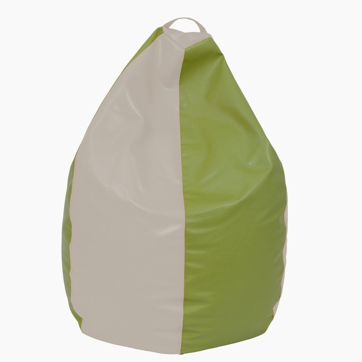 Fotoliu puf Mara - imitatie piele - crem/verde