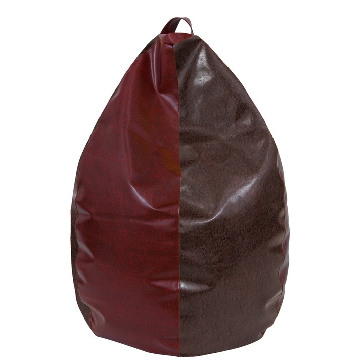 Fotoliu puf Mara - imitatie piele - bordo/maro