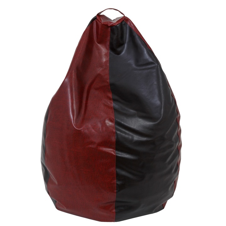 Fotoliu puf Mara - imitatie piele - bordo/wenge