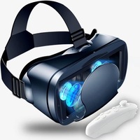 Casti VR cu Controller, Ochelari VR 3D Reglabili Casti de Realitate Virtuala HD cu Blu-ray Protectie pentru Ochi, Compatibile Phone de 5~7 Inch
