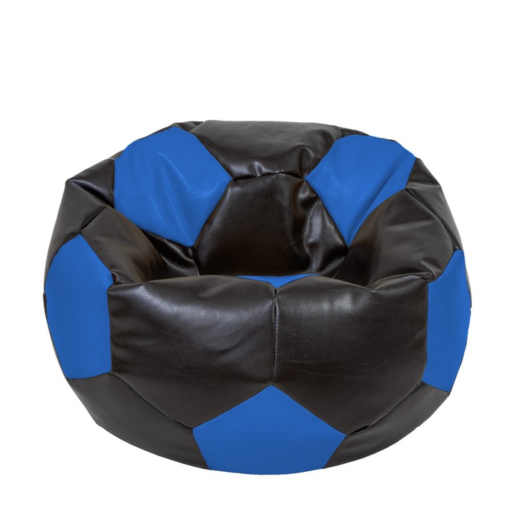 Fotoliu puf Extra Ball - imitatie piele - wenge/albastru