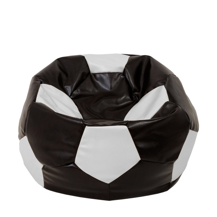 Fotoliu puf Extra Ball - imitatie piele - wenge/alb