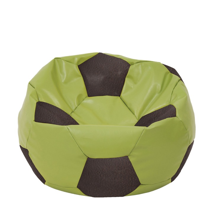 Fotoliu puf Extra Ball - imitatie piele - verde/maro