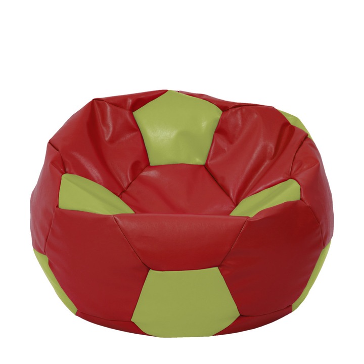 Fotoliu puf Extra Ball - imitatie piele - rosu/verde