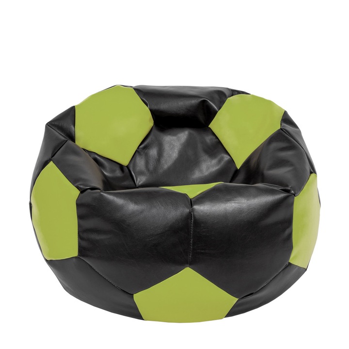 Fotoliu puf Extra Ball - imitatie piele - negru/verde