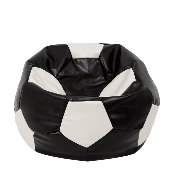 Fotoliu puf Extra Ball - imitatie piele - negru/alb