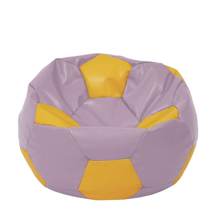 Fotoliu puf Extra Ball - imitatie piele - mov/galben