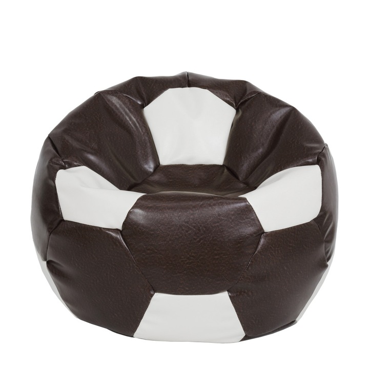 Fotoliu puf Extra Ball - imitatie piele - maro/alb