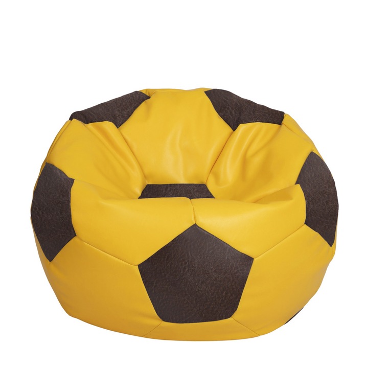 Fotoliu puf Extra Ball - imitatie piele - galben/maro