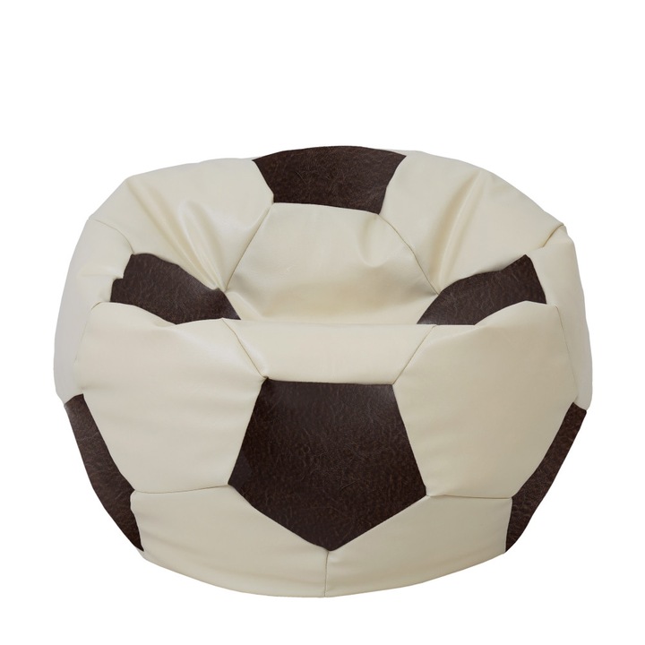 Fotoliu puf Extra Ball - imitatie piele - crem/maro