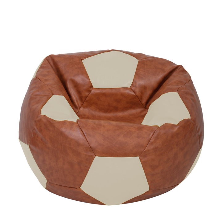 Fotoliu puf Extra Ball - imitatie piele - coniac/crem