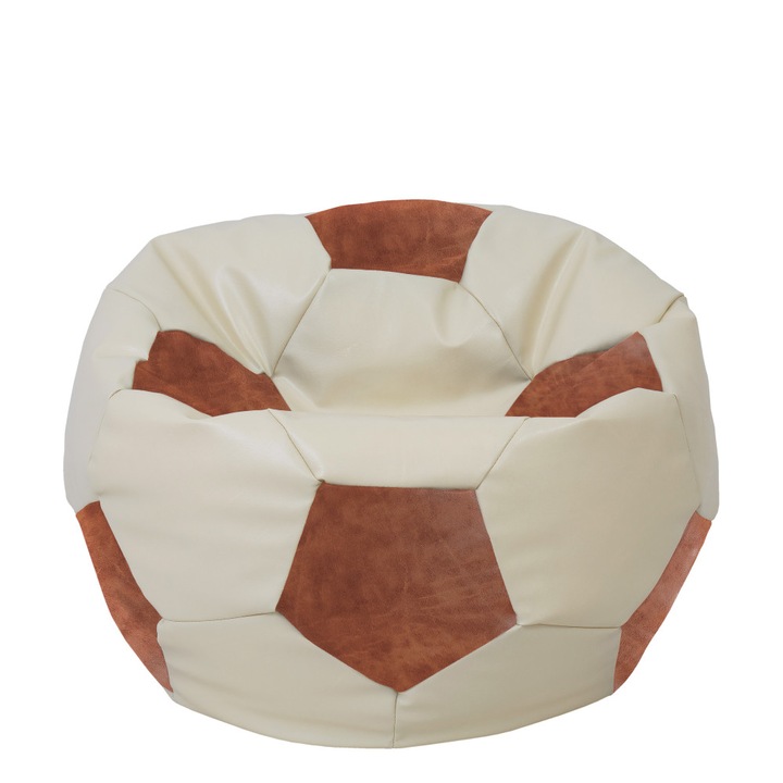 Fotoliu puf Extra Ball - imitatie piele - crem/coniac