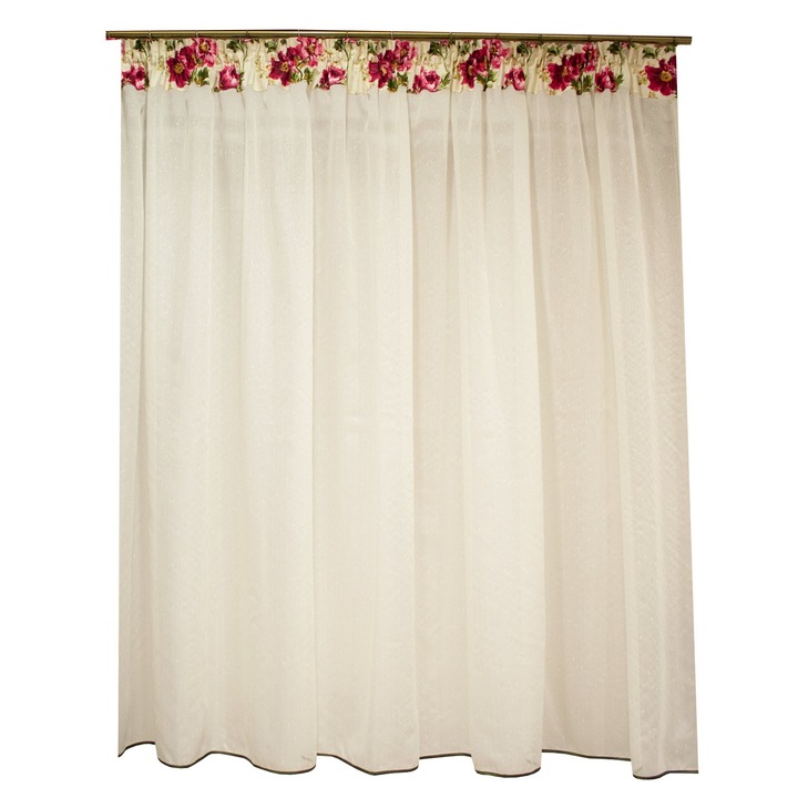 Perdea Velaria ivory cu flori rosii, 280x160 cm