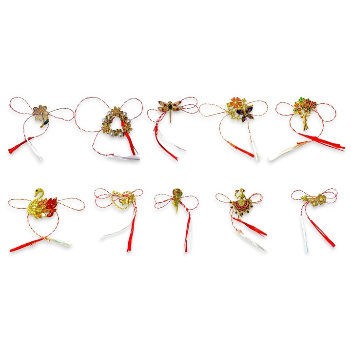 Set 10 Martisor Brosa Placate cu Aur 24K