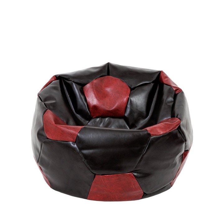 Fotoliu puf Mondo Ball - imitatie piele - wenge/bordo, 74 cm