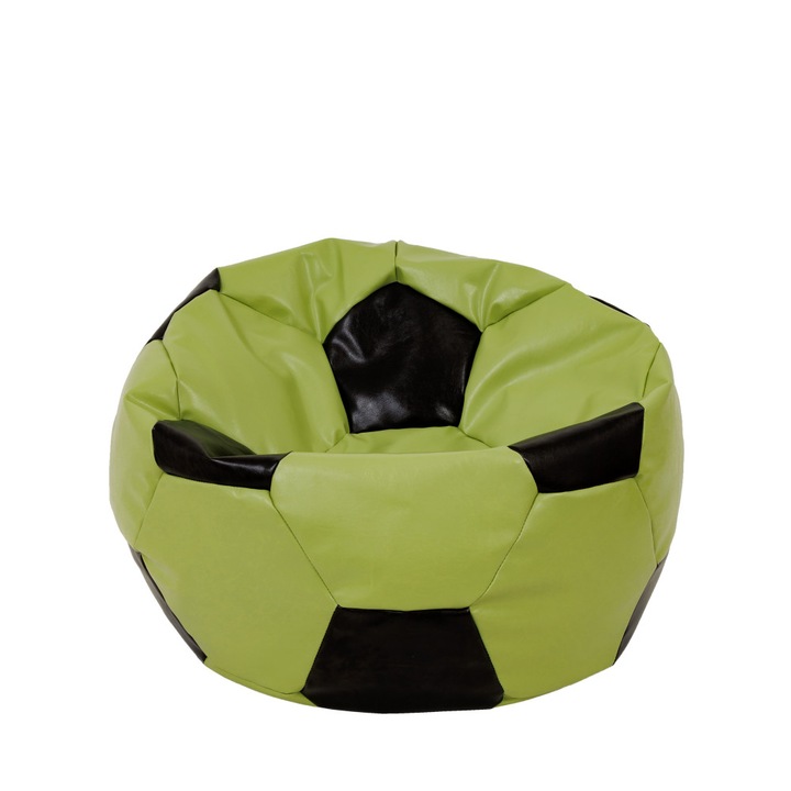 Fotoliu puf Mondo Ball - imitatie piele - verde/wenge, 74 cm