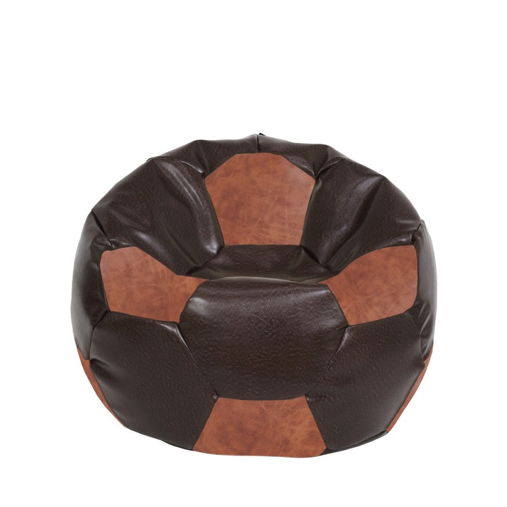 Fotoliu puf Mondo Ball - imitatie piele - maro/coniac, 74 cm