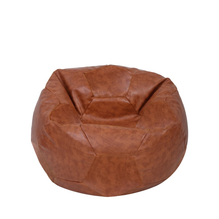 Fotoliu puf Mondo Ball - imitatie piele - coniac, 74 cm