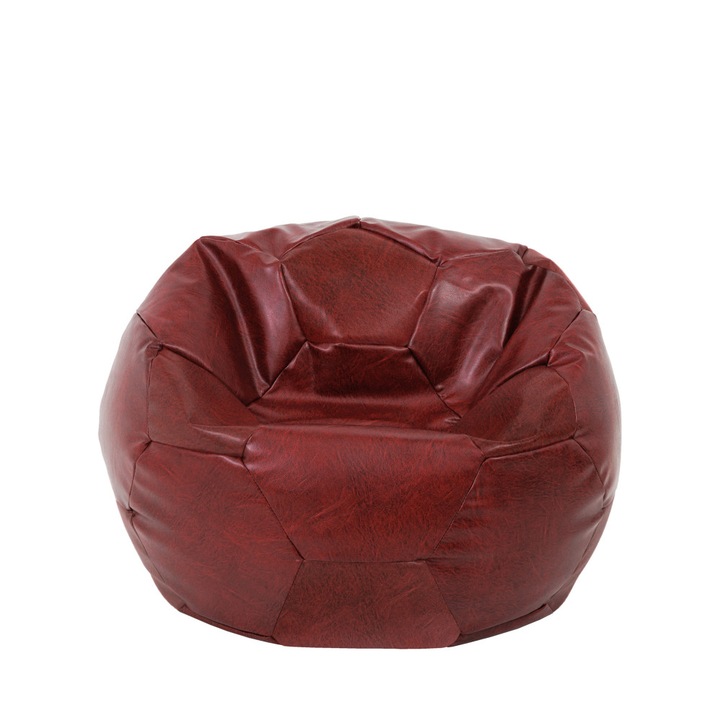 Fotoliu puf Mondo Ball - imitatie piele - bordo, 74 cm