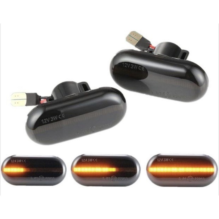 Set Semnalizari Laterale LED Dinamice Secventiale Renault, 18 LED SMD 2835, Plug & Play