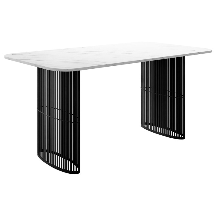 Masa extensibila Arcadia, MIRJAN 24, negru + bianco marmor, 160x160x76 cm
