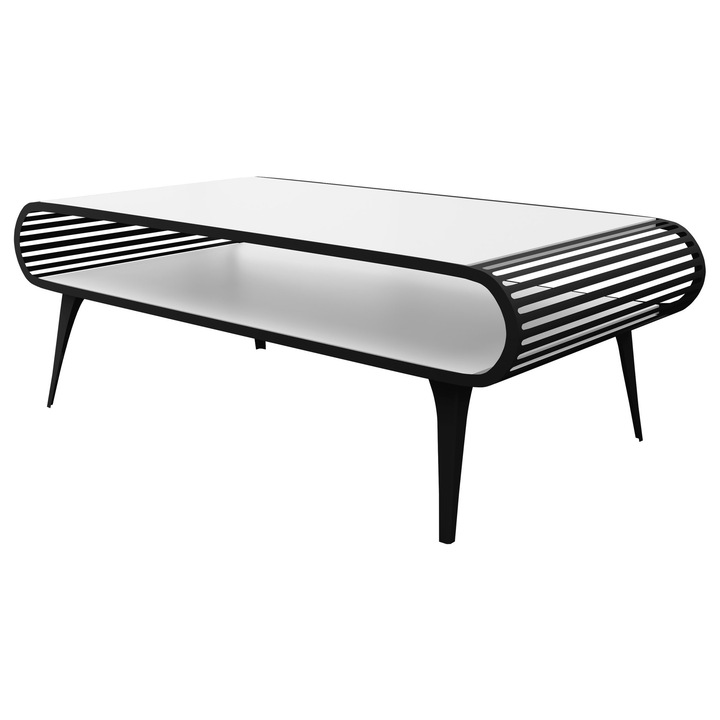 Masuta de cafea Aristo, MIRJAN 24, negru + alb arctic, 60x120x44 cm