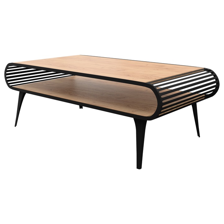 Masuta de cafea Aristo, MIRJAN 24, negru + stejar craft gold, 60x120x44 cm