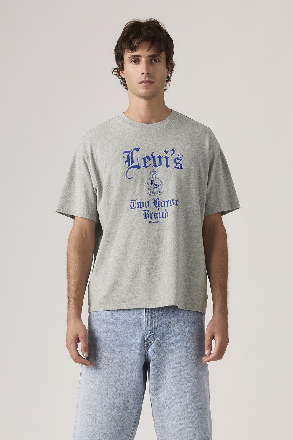 Levi's, Tricou lejer din bumbac cu imprimeu, Gri melange, M