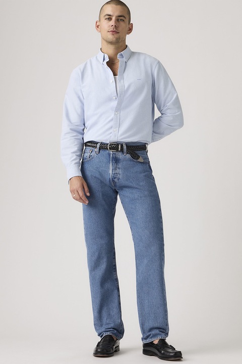 Levi's, 501® straight fit farmernadrág gombokkal, Jégkék
