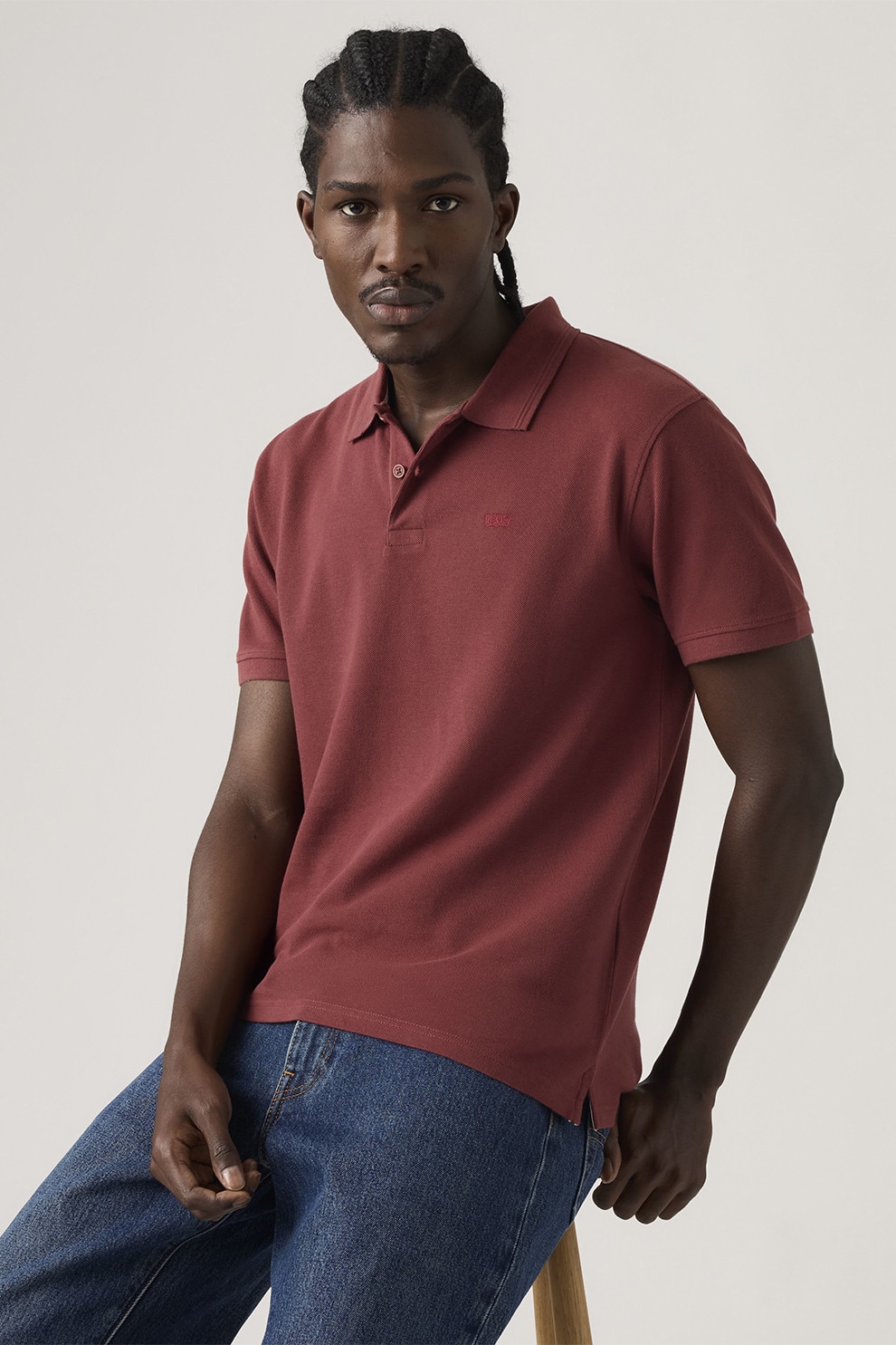 Levi's, Tricou polo din bumbac pique, Rosu capsuna, XL
