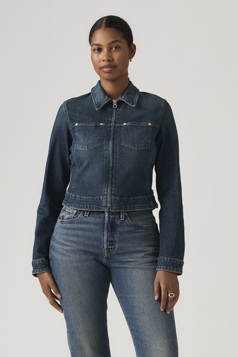 Levi's, Вталено дънково яке с цип, Прашно синьо
